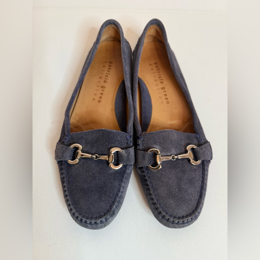 Patricia Green Navy Suede Loafers Moccasin Women's 8